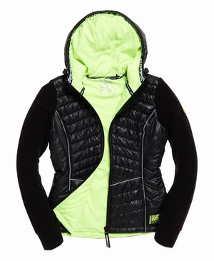 Superdry Storm Sporty Panel Hybrid Női Kabát Fekete | WYEJX5176